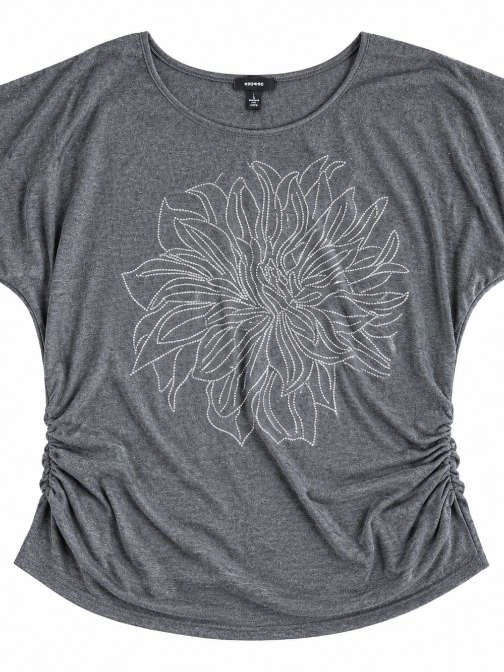 Espresso Women's Charcoal Gray Floral Ruched Tee